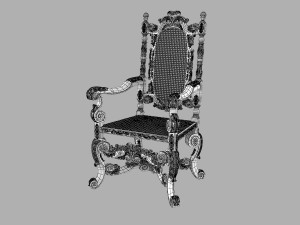 Gothic Armchair English 1680 3D Model