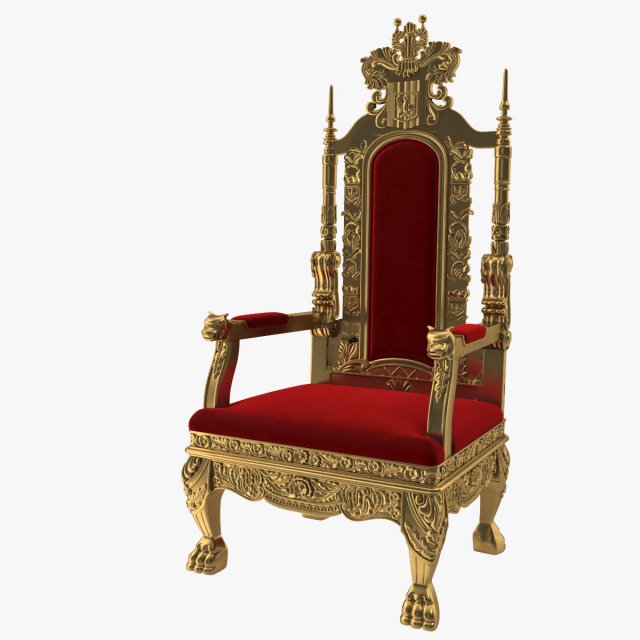 Red Gold Throne Baroque Chair with gerb coat of arms emblem Model 3D .c4d .max .obj .3ds .fbx .stl .blend