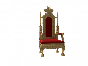 Red Gold Throne Baroque Chair with gerb coat of arms emblem Model 3D