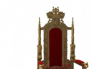 Red Gold Throne Baroque Chair with gerb coat of arms emblem Model 3D