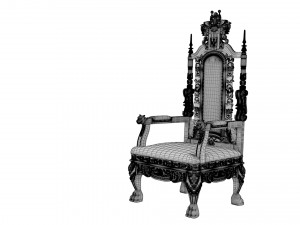 Red Gold Throne Baroque Chair with gerb coat of arms emblem Model 3D