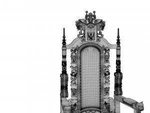 Red Gold Throne Baroque Chair with gerb coat of arms emblem Model 3D