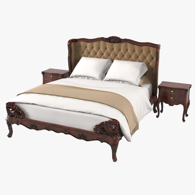 Louis XV 15L-880-1 Bedroom Set 3D Model .c4d .max .obj .3ds .fbx .stl .blend 