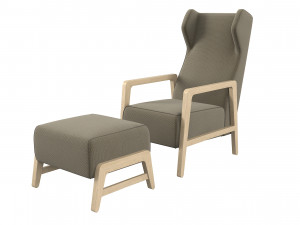 Wingback Chair And Footrest 3D Model
