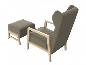 Wingback Chair And Footrest 3D Model