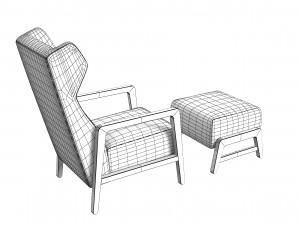 Wingback Chair And Footrest 3D Model