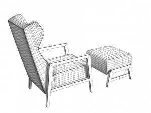Wingback Chair And Footrest 3D Model