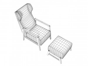 Wingback Chair And Footrest 3D Model