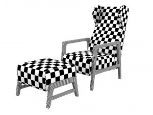 Wingback Chair And Footrest 3D Model