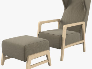 Wingback Chair And Footrest 3D Model