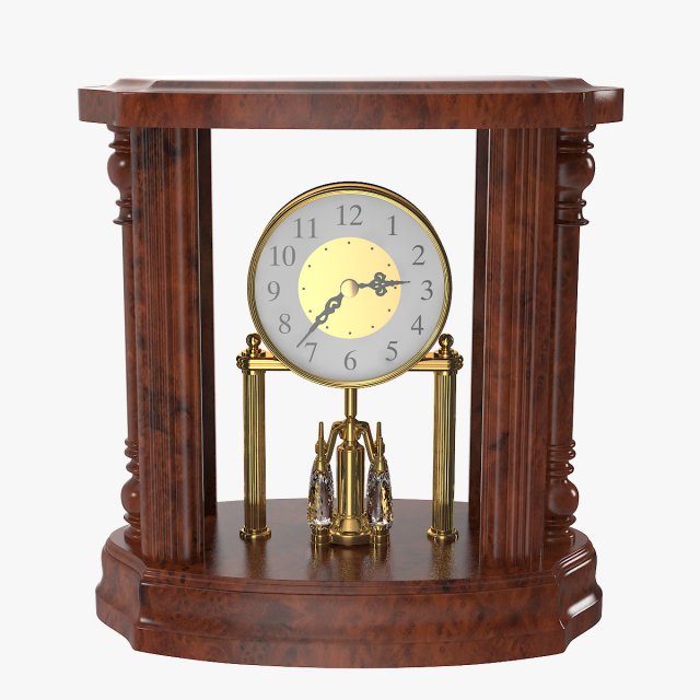 ClassicalTableClock 3D Model .c4d .max .obj .3ds .fbx .stl .blend 