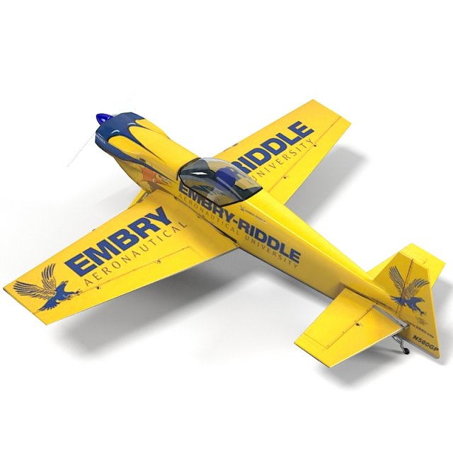 Yellow Sport Plane 3D Model .c4d .max .obj .3ds .fbx .stl .blend 