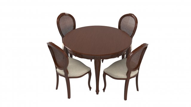 Seven Sedie 0227TA01 Dining Table Ousseau 3256S Chair Set 3D Model .c4d .max .obj .3ds .fbx .stl .blend 