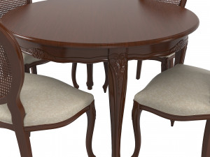 Seven Sedie 0227TA01 Dining Table Ousseau 3256S Chair Set 3D Model