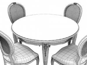 Seven Sedie 0227TA01 Dining Table Ousseau 3256S Chair Set 3D Model