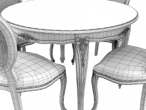 Seven Sedie 0227TA01 Dining Table Ousseau 3256S Chair Set 3D Model