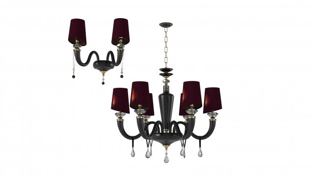 Ciciriello Lampadari Lux Gauguin chandelier Sconce Set 3D Model .c4d .max .obj .3ds .fbx .stl .blend 