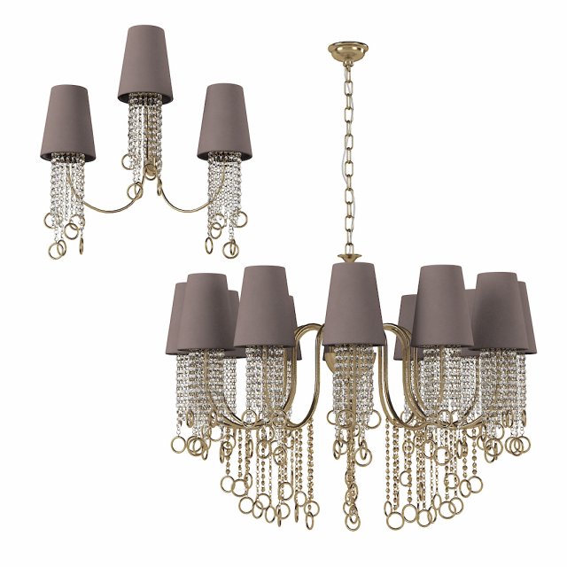 Aiardini 2015 134 lp12l crystal classic art deco chandelier wall lamp set Model 3D .c4d .max .obj .3ds .fbx .stl .blend 