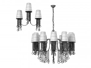 Aiardini 2015 134 lp12l crystal classic art deco chandelier wall lamp set Model 3D