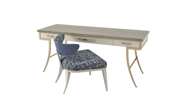 Caracole Work Force table and half Moonchair set Model 3D .c4d .max .obj .3ds .fbx .stl .blend