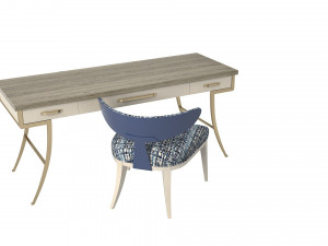 Caracole Work Force table and half Moonchair set Model 3D