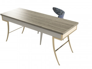 Caracole Work Force table and half Moonchair set Model 3D