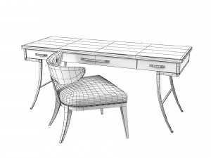 Caracole Work Force table and half Moonchair set Model 3D
