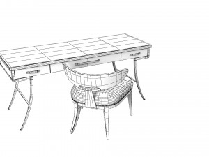 Caracole Work Force table and half Moonchair set Model 3D