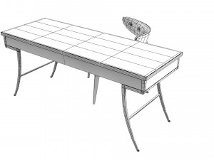Caracole Work Force table and half Moonchair set Model 3D