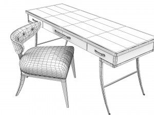 Caracole Work Force table and half Moonchair set Model 3D