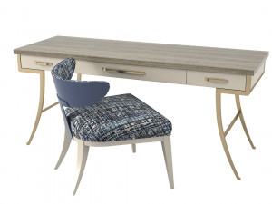 Caracole Work Force table and half Moonchair set Model 3D