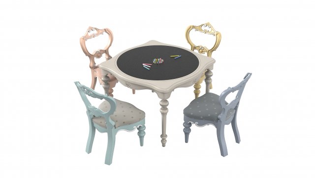 Savio Firmino Notta Fatata Table Chairs Set 3D Model .c4d .max .obj .3ds .fbx .stl .blend 