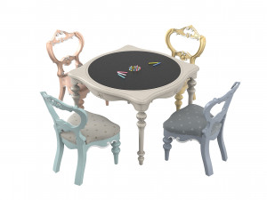 Savio Firmino Notta Fatata Table Chairs Set 3D Model