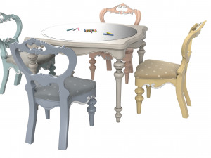 Savio Firmino Notta Fatata Table Chairs Set 3D Model