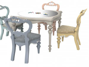 Savio Firmino Notta Fatata Table Chairs Set 3D Model
