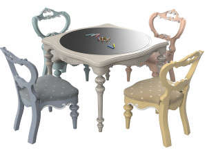Savio Firmino Notta Fatata Table Chairs Set 3D Model