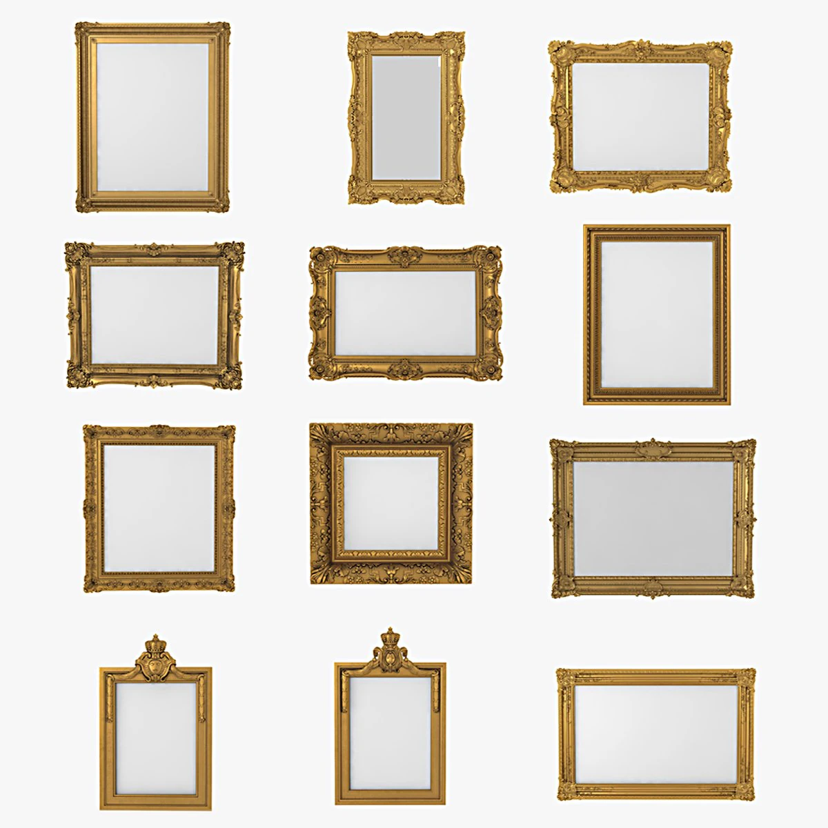 Baroque Picture Frame Pro Collection 3D Model .c4d .max .obj .3ds .fbx .stl .blend 