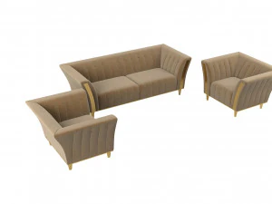 Adora diamante sofa and Chair Set 3D Model