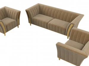 Adora diamante sofa and Chair Set 3D Model