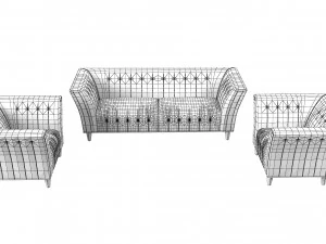 Adora diamante sofa and Chair Set 3D Model