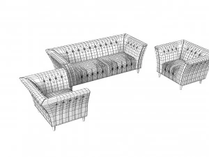 Adora diamante sofa and Chair Set 3D Model