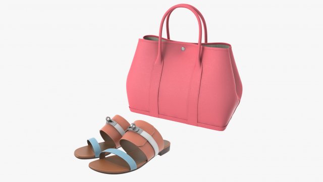 Hermes Women Bag Sandal Set 3Dモデル .c4d .max .obj .3ds .fbx .stl .blend 