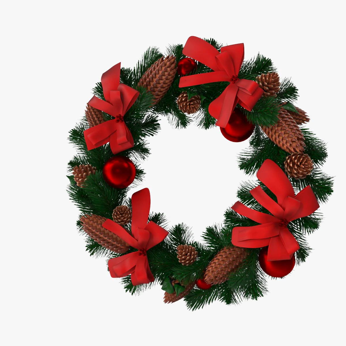 Christmas Wreath 3D Model .c4d .max .obj .3ds .fbx .stl .blend 