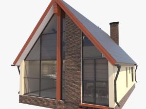 Barn Style Cottage with interior 3D 模型