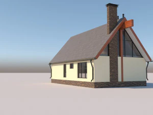 Barn Style Cottage with interior 3D Model
