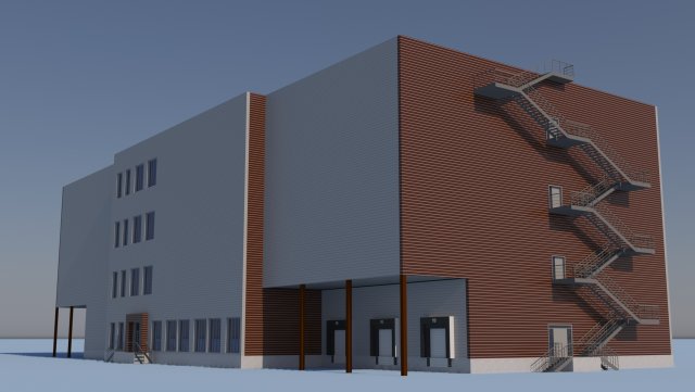 Office warehouse industrial building Modelo 3D .c4d .max .obj .3ds .fbx .stl .blend 