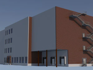 Edif&iacute;cio industrial de armaz&eacute;m de escrit&oacute;rio Modelo 3D