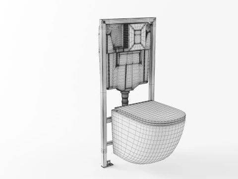 Geberit wall mounted toilet installation 3D Model