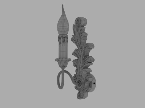 Classic candle baroque carvedA-1180 3D Model