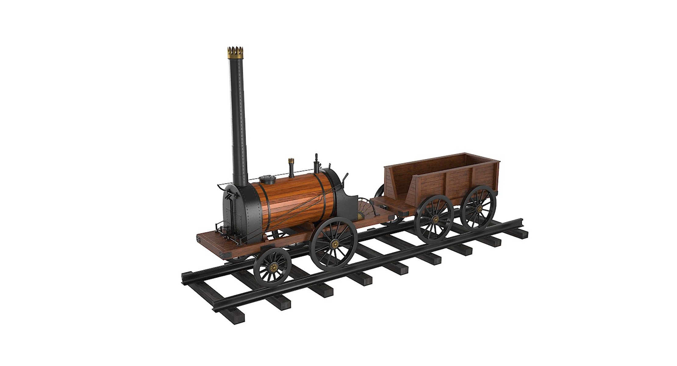 Tren de vapor Cherepanov Modelo 3D .c4d .max .obj .3ds .fbx .stl .blend 